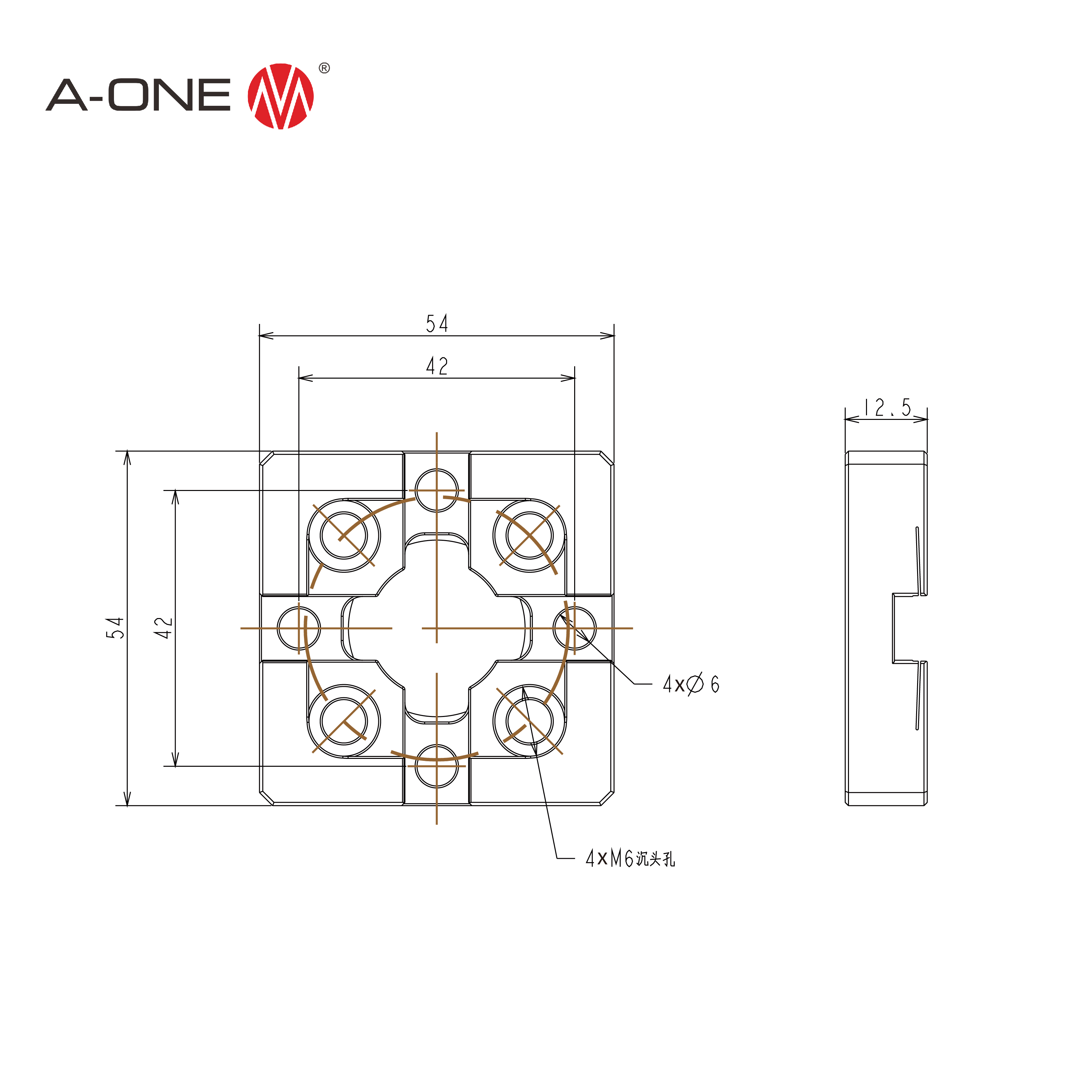 R 54 Placa de centrado 54*54 mm 3a-400108